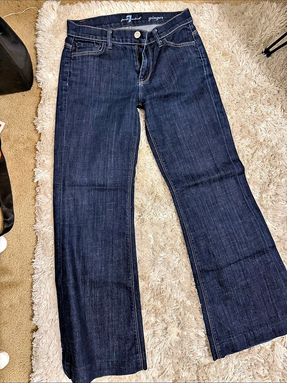 7 for All Mankind Ginger Wide Leg Flare Jeans Blue Waist 28 inseam 27